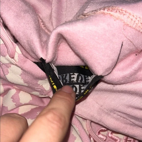 BNIP ASSHOLES LIVE FOREVER PINK LEOPARD HOODIE W/HORNS SMALL - Picture 7 of 8